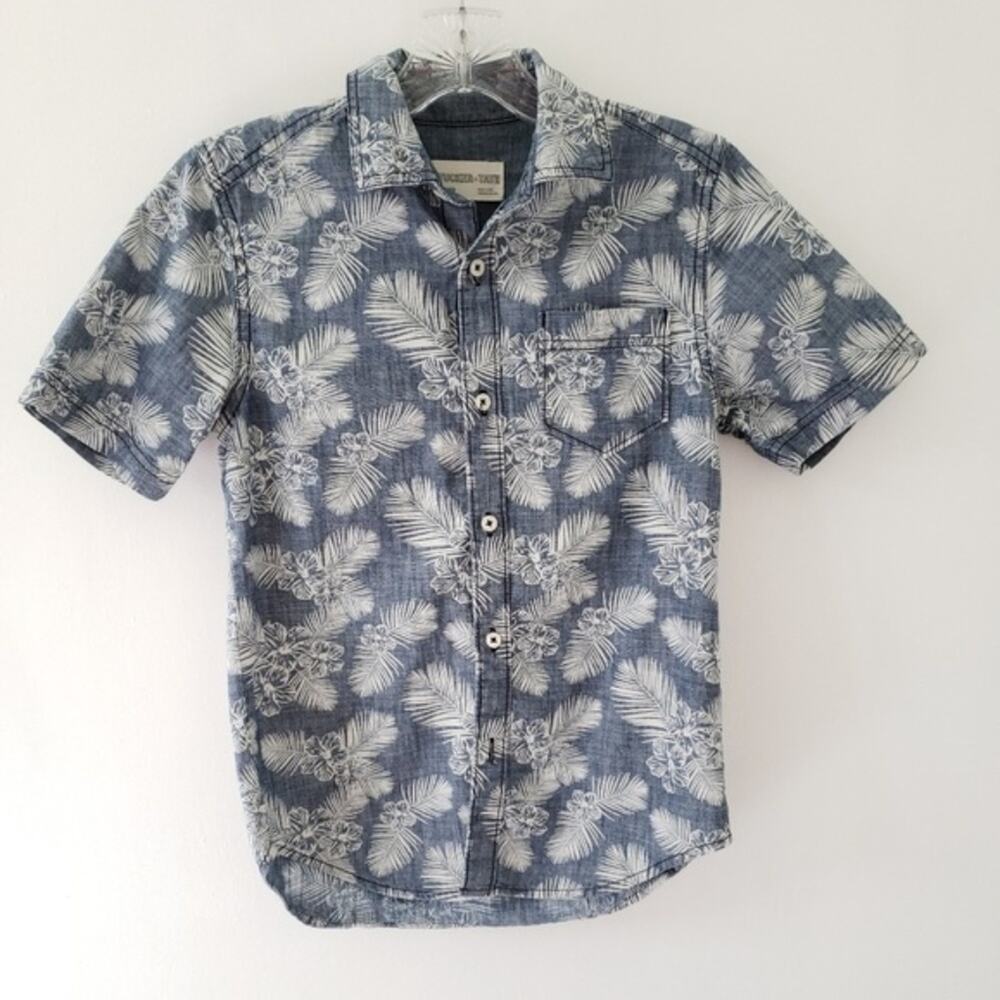 Tucker + Tate Boys Chambray Casual Button-Up Shirt Medium Tropical Summer